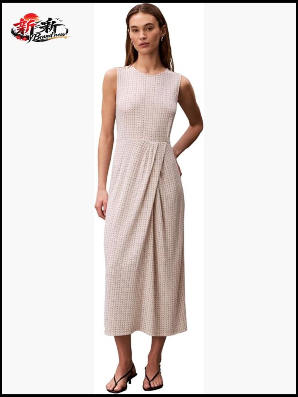 Printed Crepe Jersey Maxi Dress with Pleated Drape